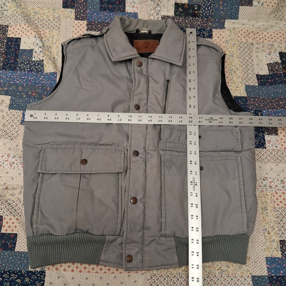 Vintage 80s Black Sheep Down Filled Puffer Hunting Vest Mens M Gray Field